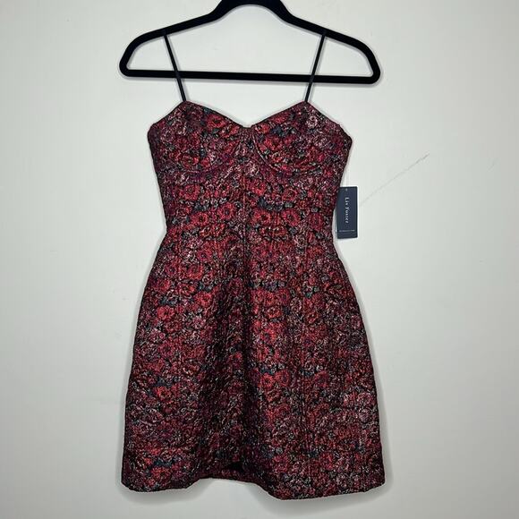 Liv Foster Dress Floral Strapless Mini Jacquard Sweatheart Neckline NWT - Picture 3 of 7